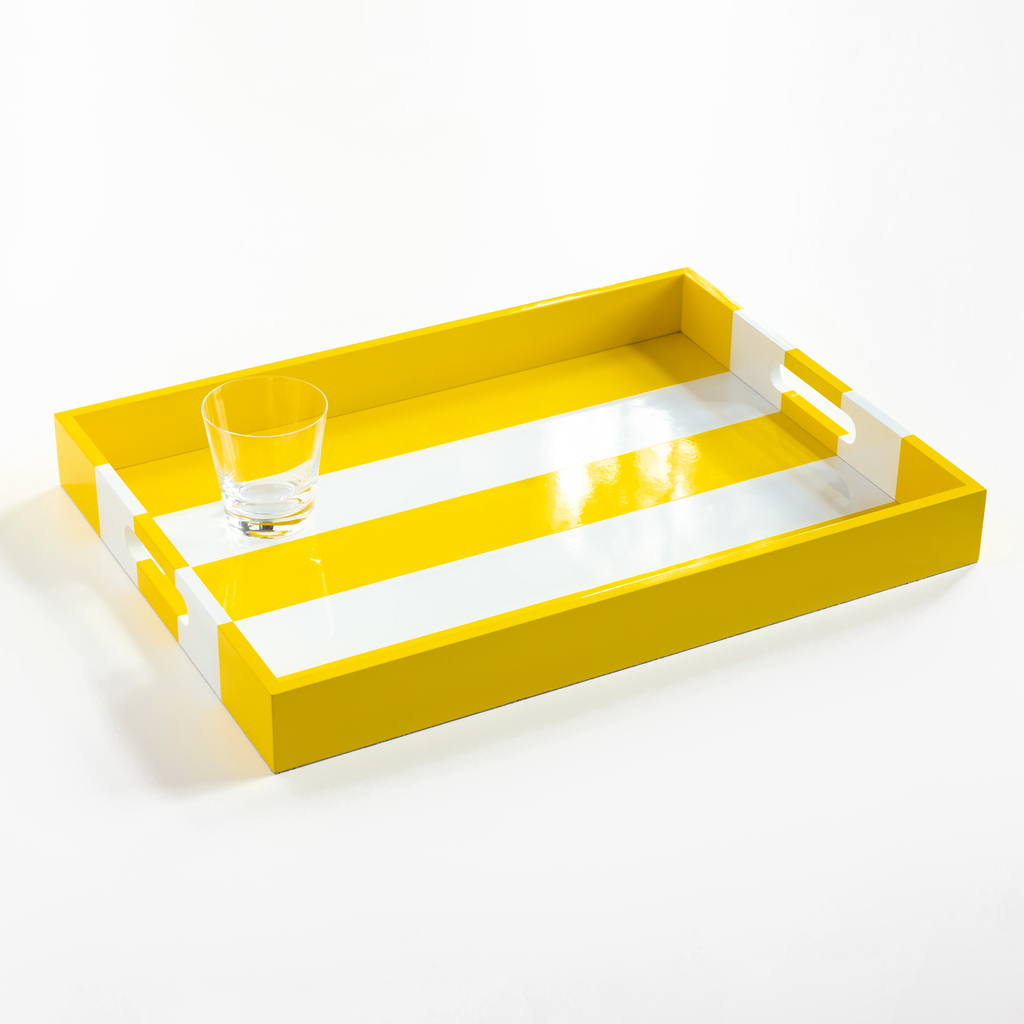 Lacktablett Markise Sonnengelb/Weiß Lacktablett Markise Sonnengelb/Weiß