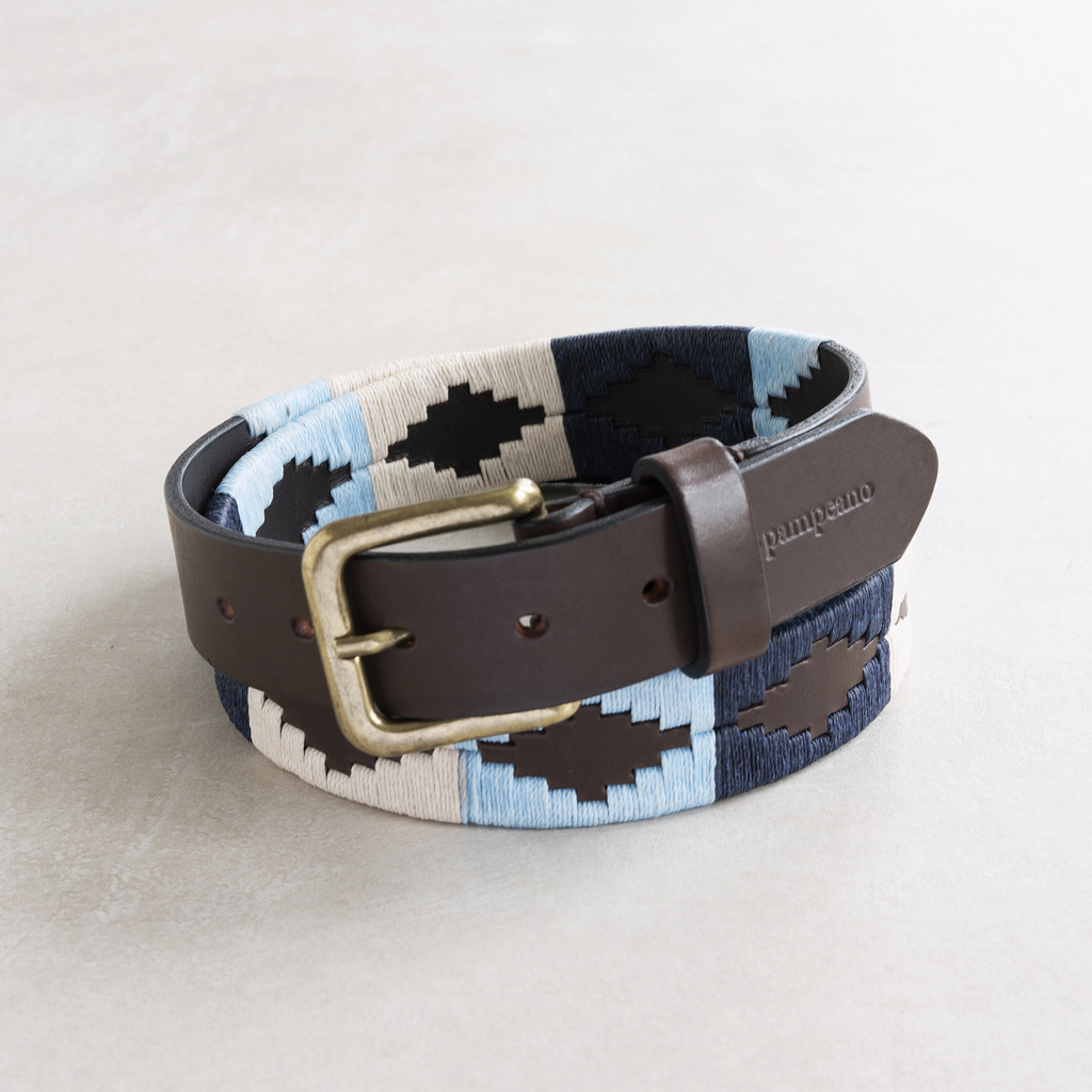 Polo-Gürtel 85 cm Hellblau/Weiß/Navy
