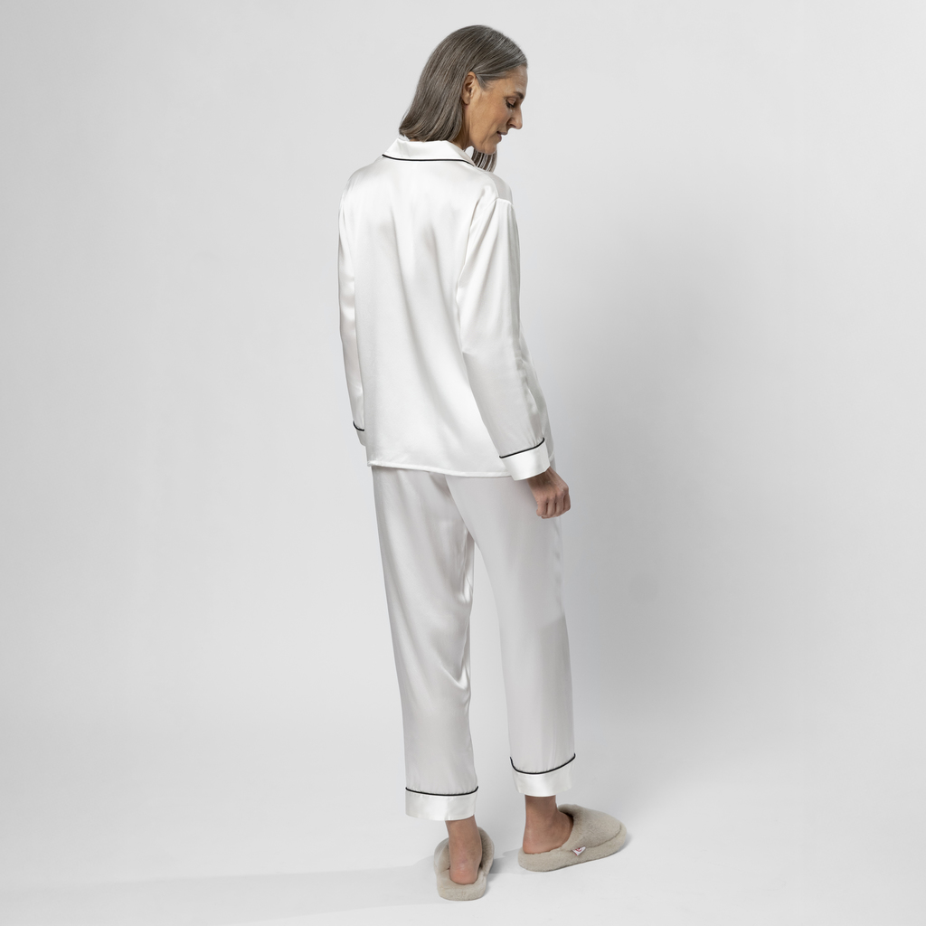 Seidenpyjama Cremeweiß Gr. M - 3