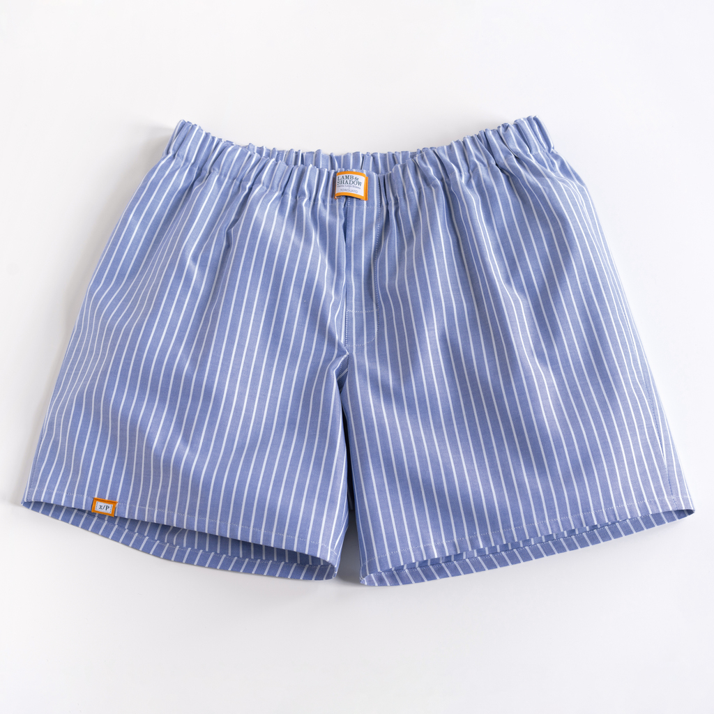 Lamb & Shadow Boxershorts Blau/Weiß gestreift M