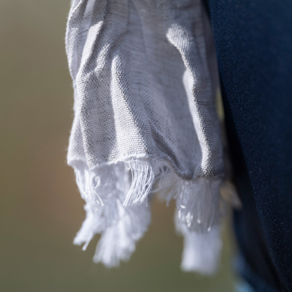 Skila Leinen-Baumwollschal Off/White - 3