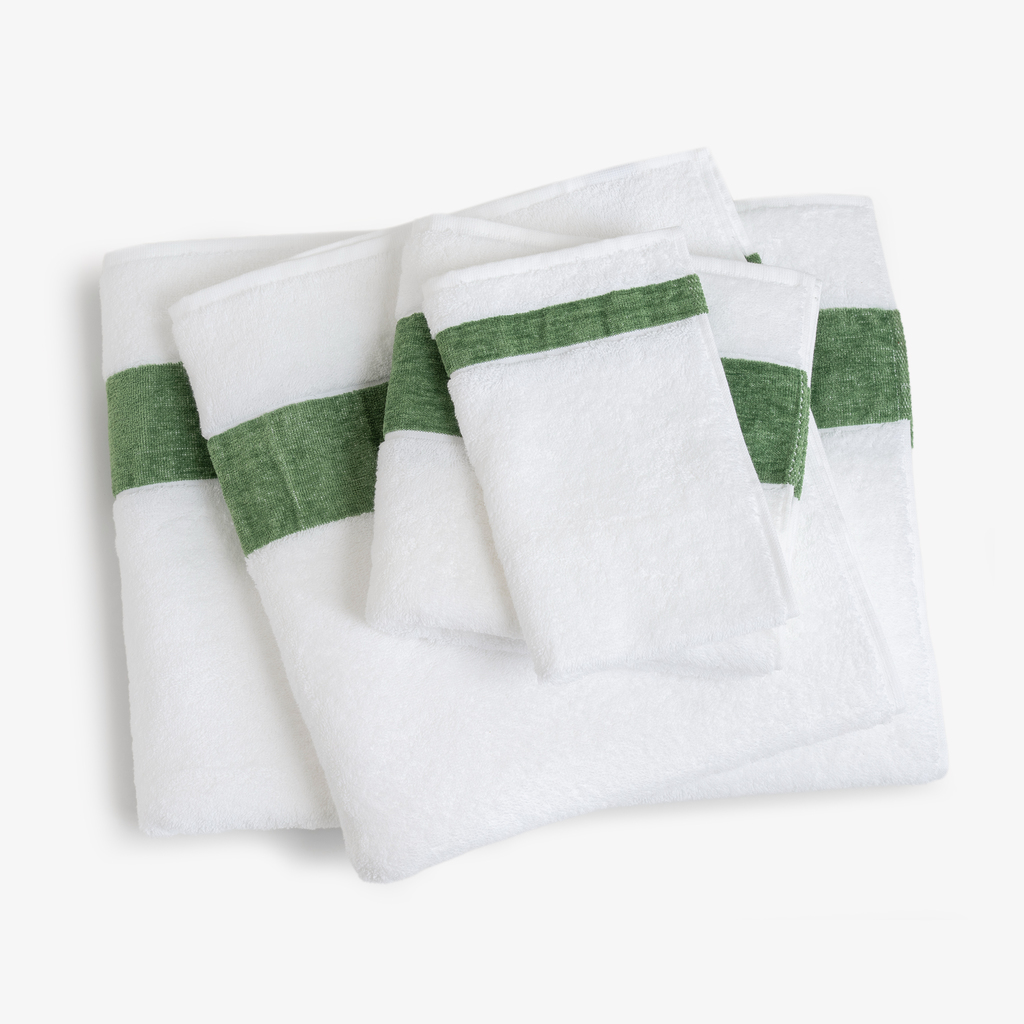 Duschtuch mit Chenille-Bordüre Grün