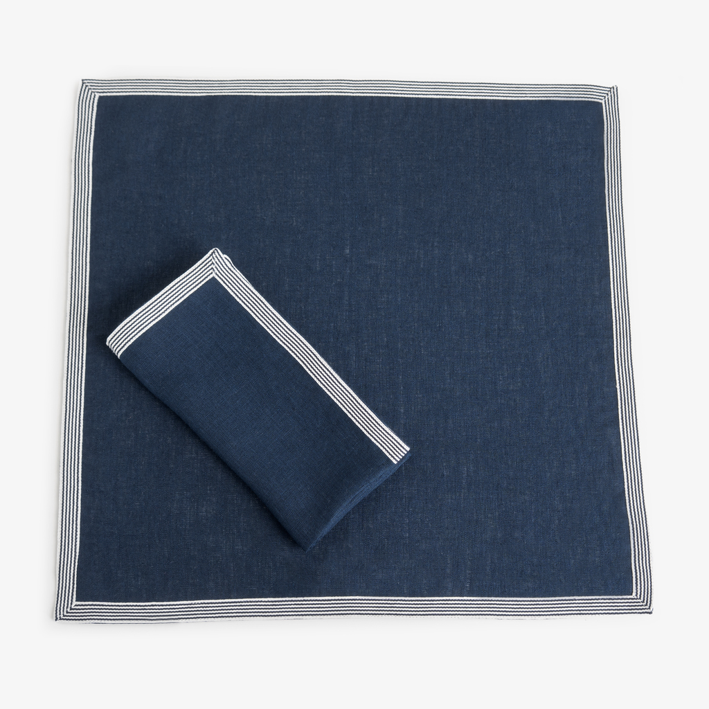 Leinenserviette Bayonne Blau/Weiß 50 x 50 cm