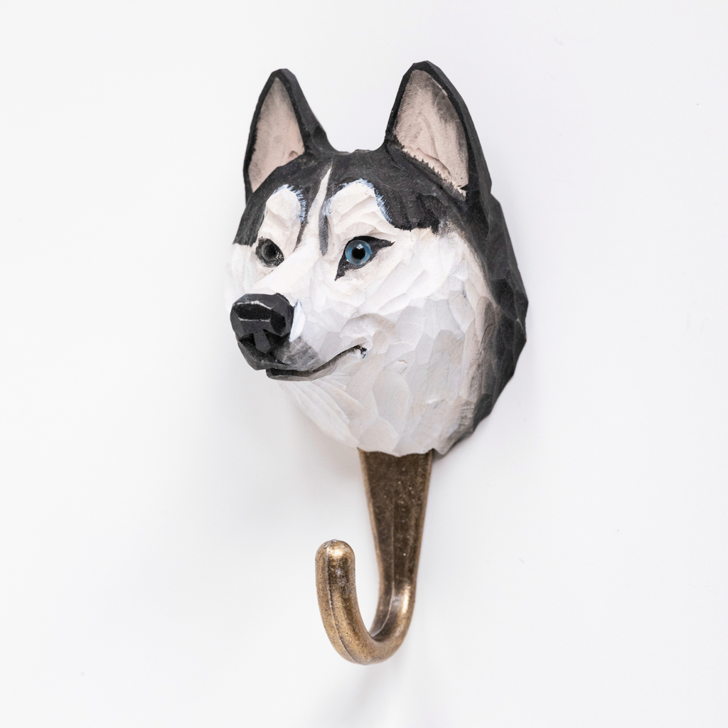 Handgeschnitzter Kleiderhaken Husky Handgeschnitzter Kleiderhaken Husky