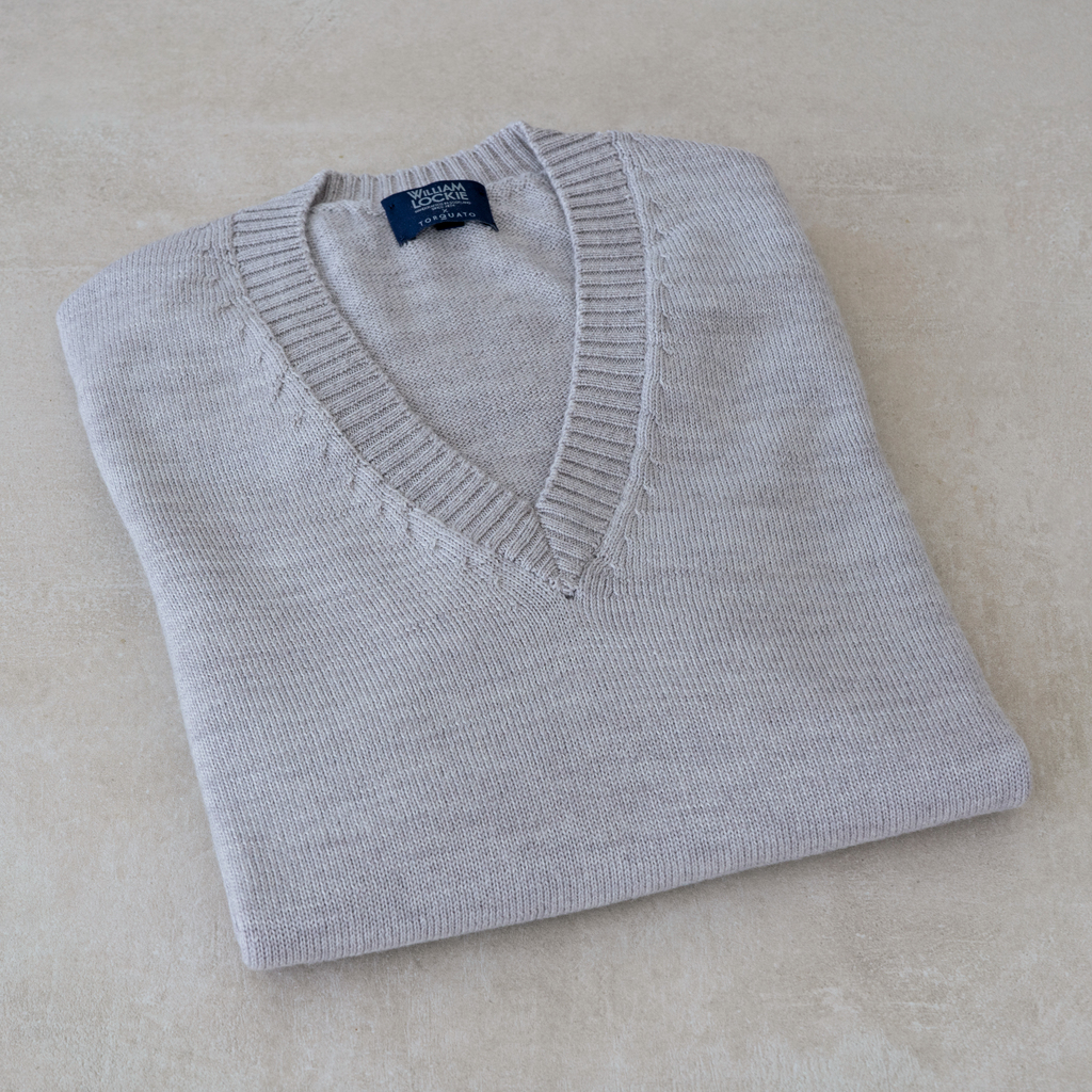 Merino-Pullover von William Lockie Pearl Grey Gr. XL Merino-Pullover von William Lockie Pearl Grey Gr. XL