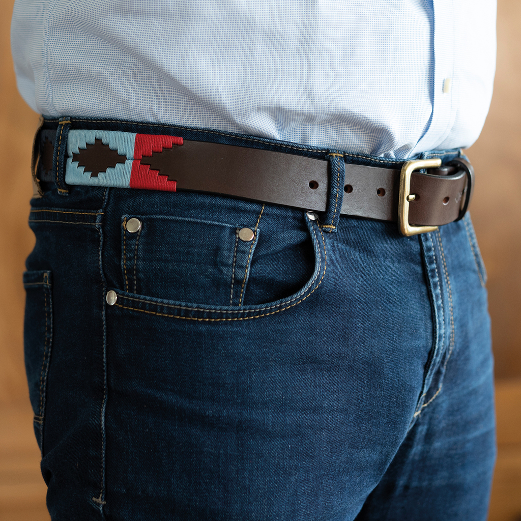 Polo-Gürtel 100 cm Hellblau/Weiß/Grün/Rot - 2