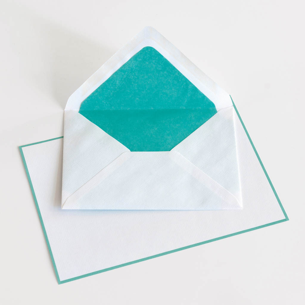 25 A5 Briefbögen & Umschläge Crown Mill Weiß/Türkis 25 A5 Briefbögen & Umschläge Crown Mill Weiß/Türkis