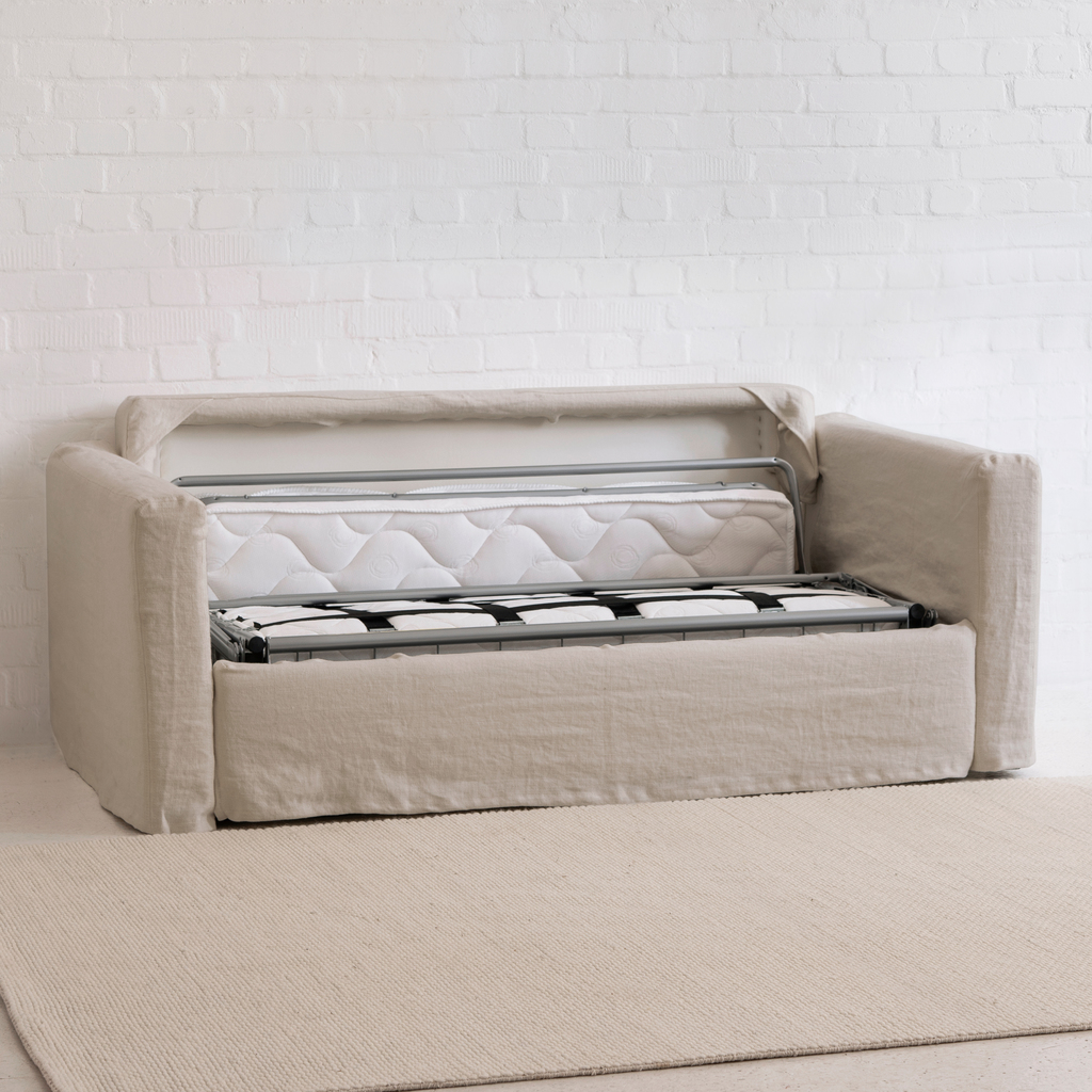 Arcachon Bettsofa Dreisitzer Leinen Natur