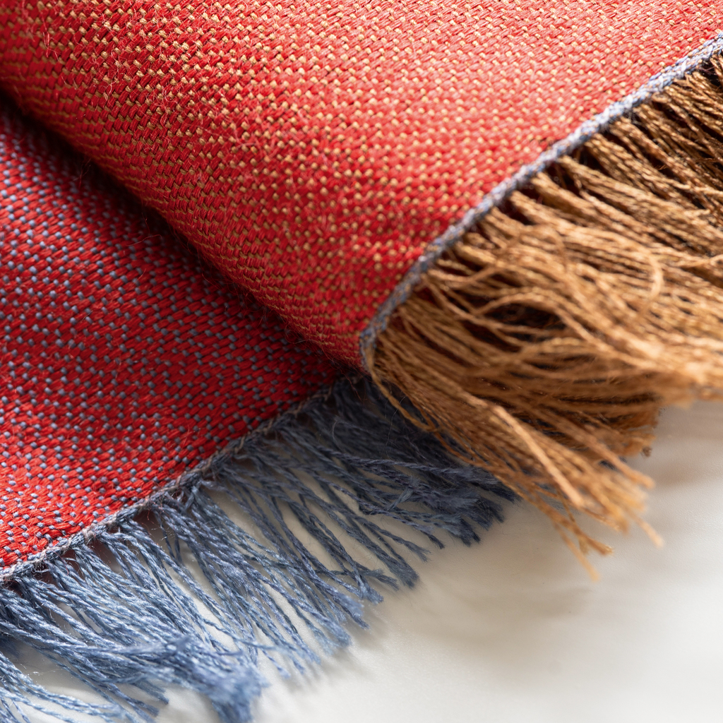 Nsija Seidenwollschal red-pink/bleu-mustard - 4