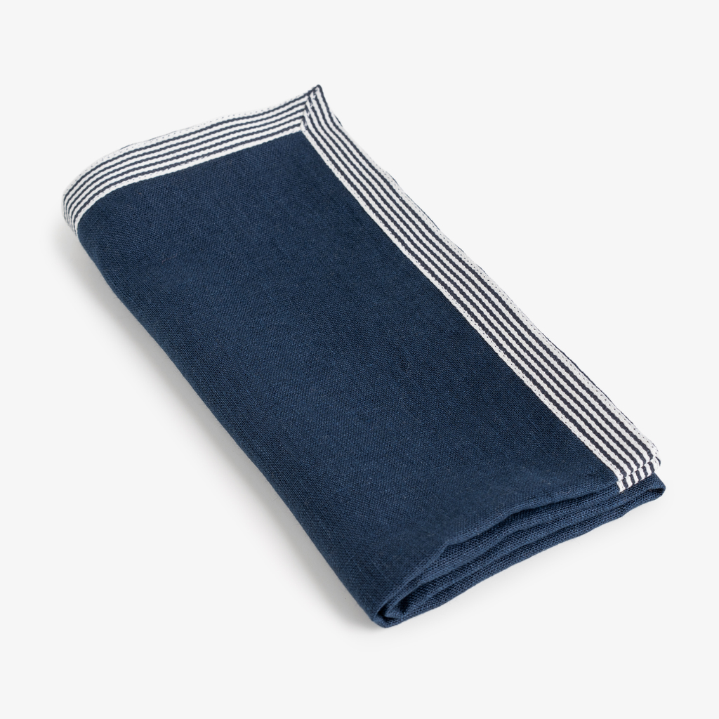 Leinenserviette Bayonne Blau/Weiß 50 x 50 cm