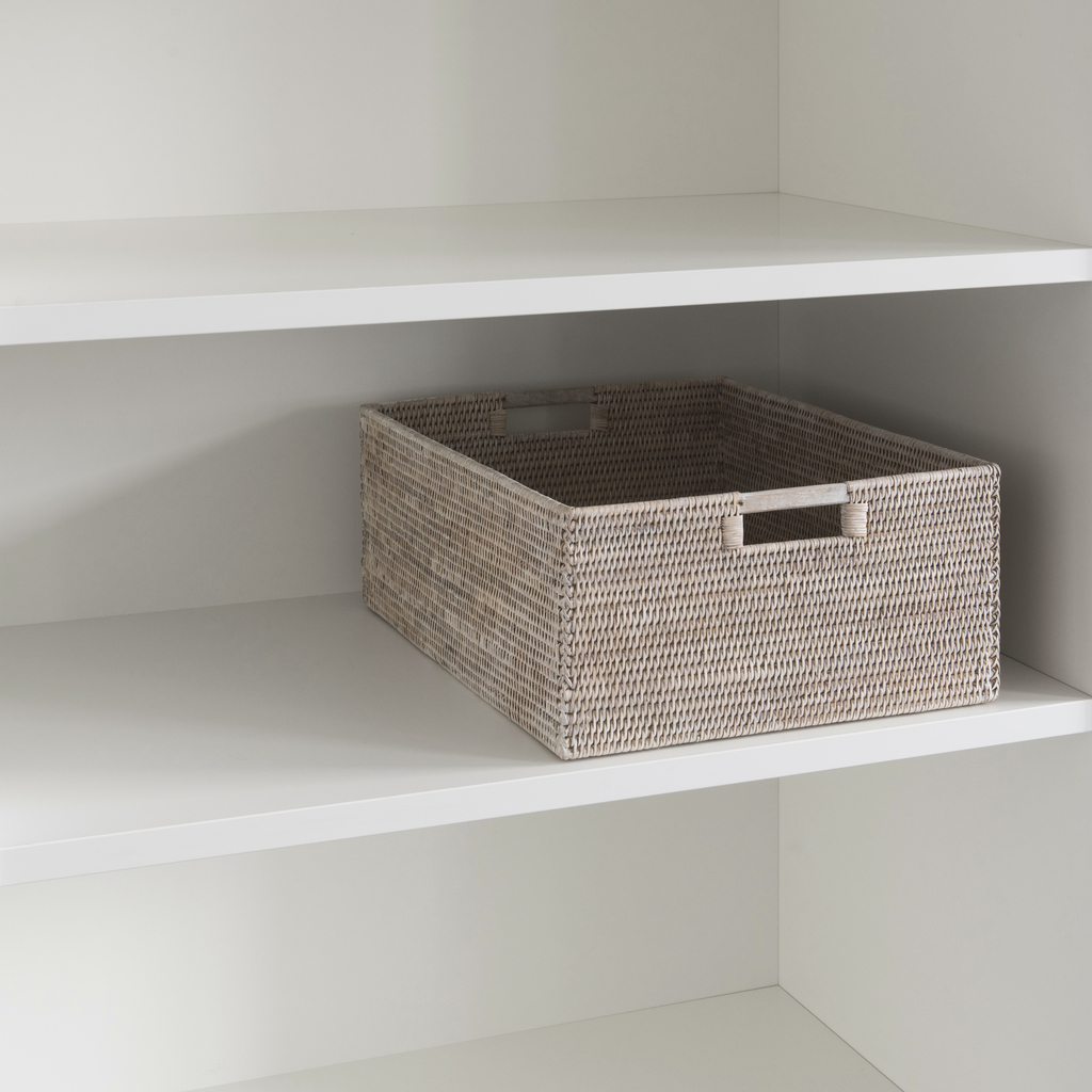 Rechteckiger Rattan Korb mit Holzgriffen - 2 Rechteckiger Rattan Korb mit Holzgriffen - 2