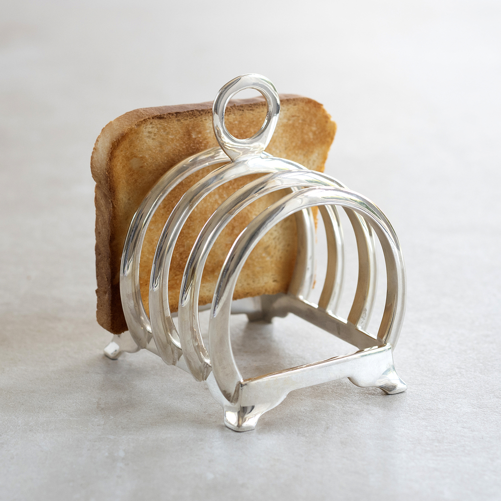 Silberner Toastständer aus massivem Messing - 2