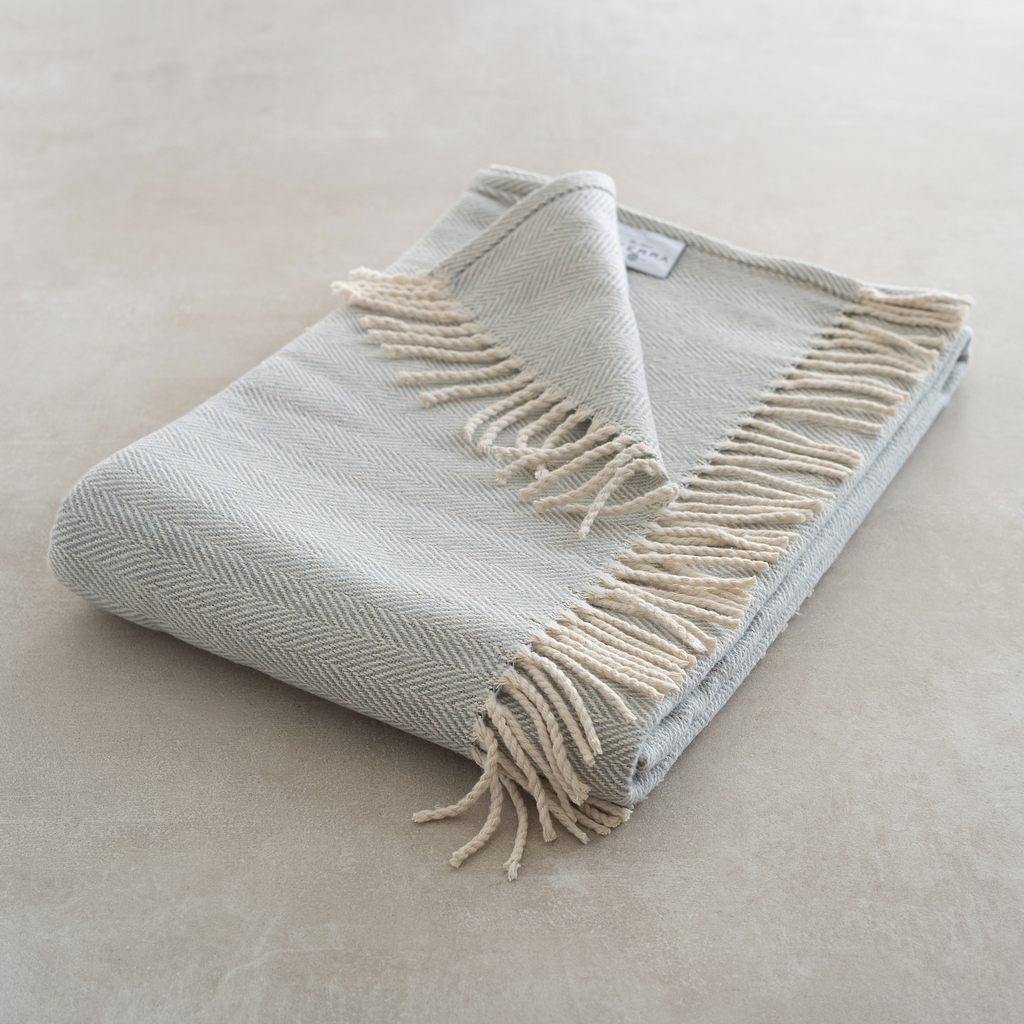 Sferra Baumwolldecke Herringbone slate blue Sferra Baumwolldecke Herringbone slate blue