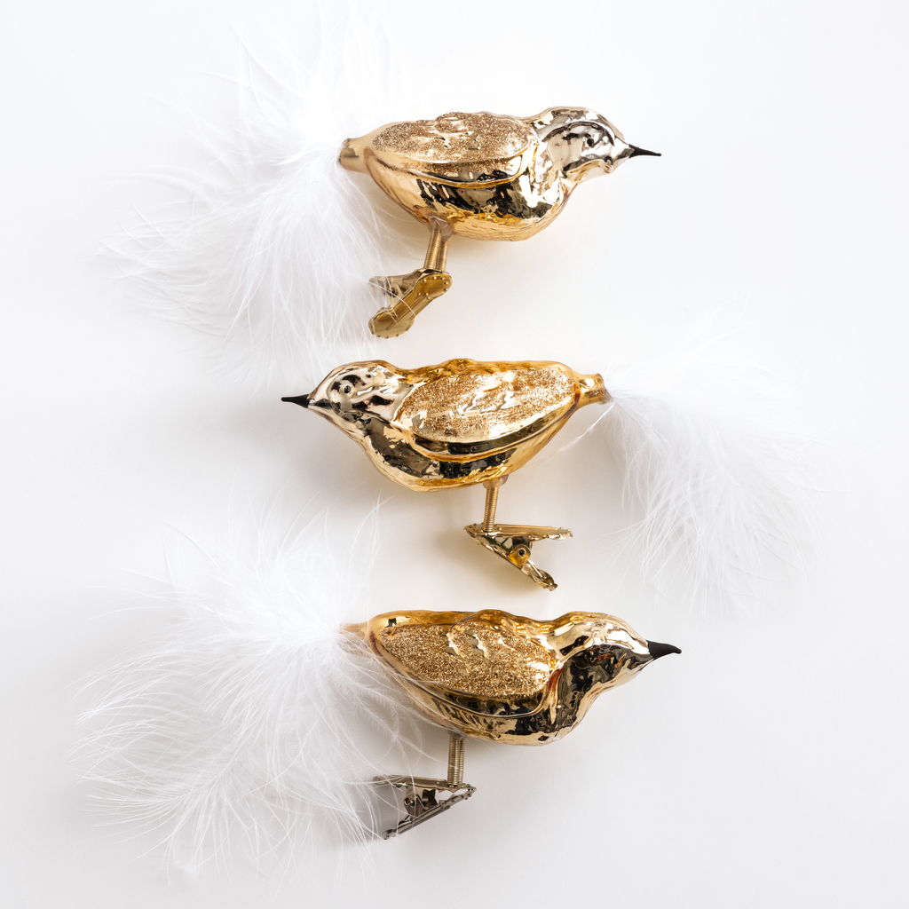 3 Lauschaer Weihnachtsamseln Gold 3 Lauschaer Weihnachtsamseln Gold