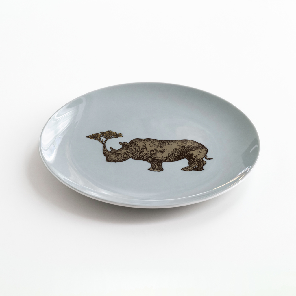 Somerset Frühstücksteller Nashorn auf grauem Grund Somerset Frühstücksteller Nashorn auf grauem Grund