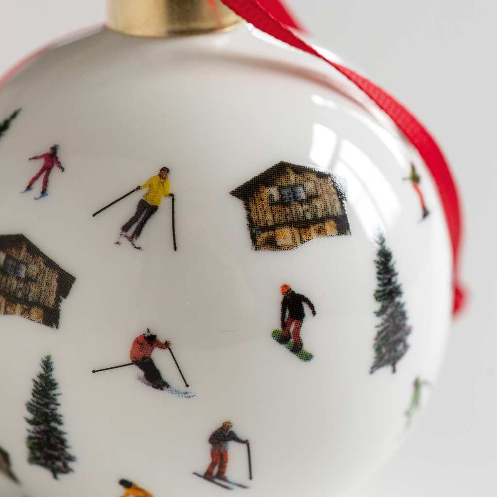 Bone China Christbaumanhänger Hut Skiing - 2