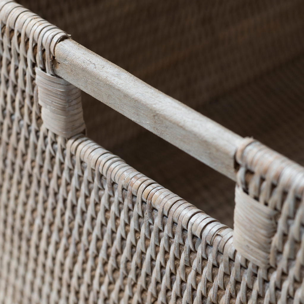 Rechteckiger Rattan Korb mit Holzgriffen - 4 Rechteckiger Rattan Korb mit Holzgriffen - 4