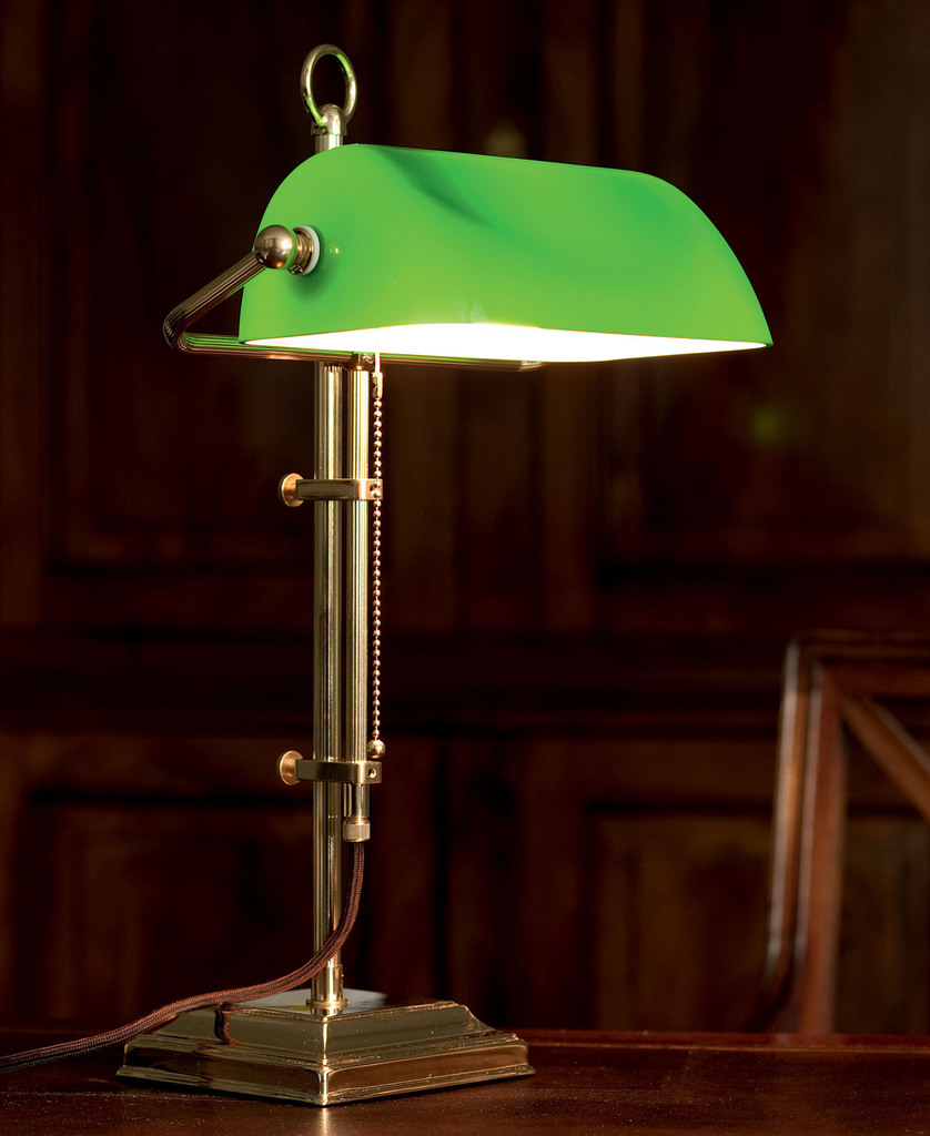 Berliner Messing Bankers Lamp grüner Schirm - 2