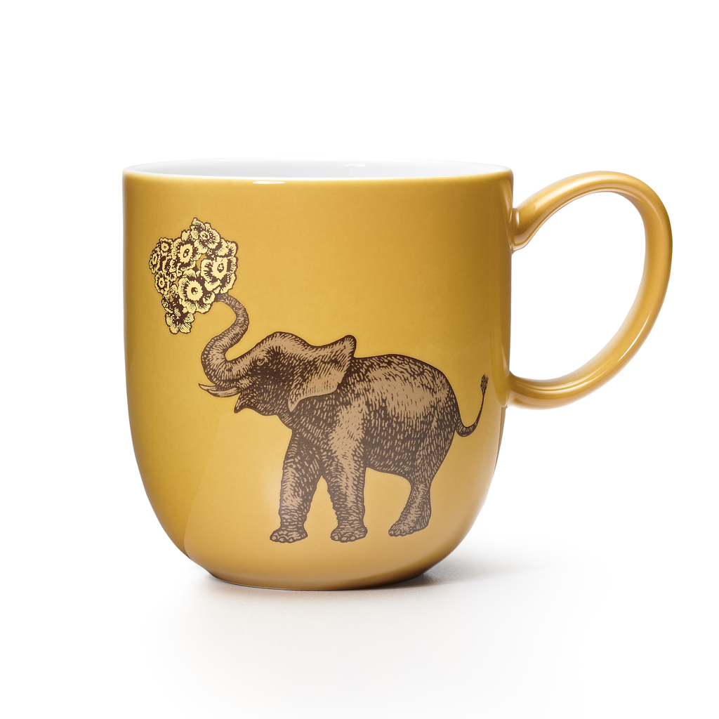 Somerset Kaffeebecher Elefant auf gelbem Grund Somerset Kaffeebecher Elefant auf gelbem Grund