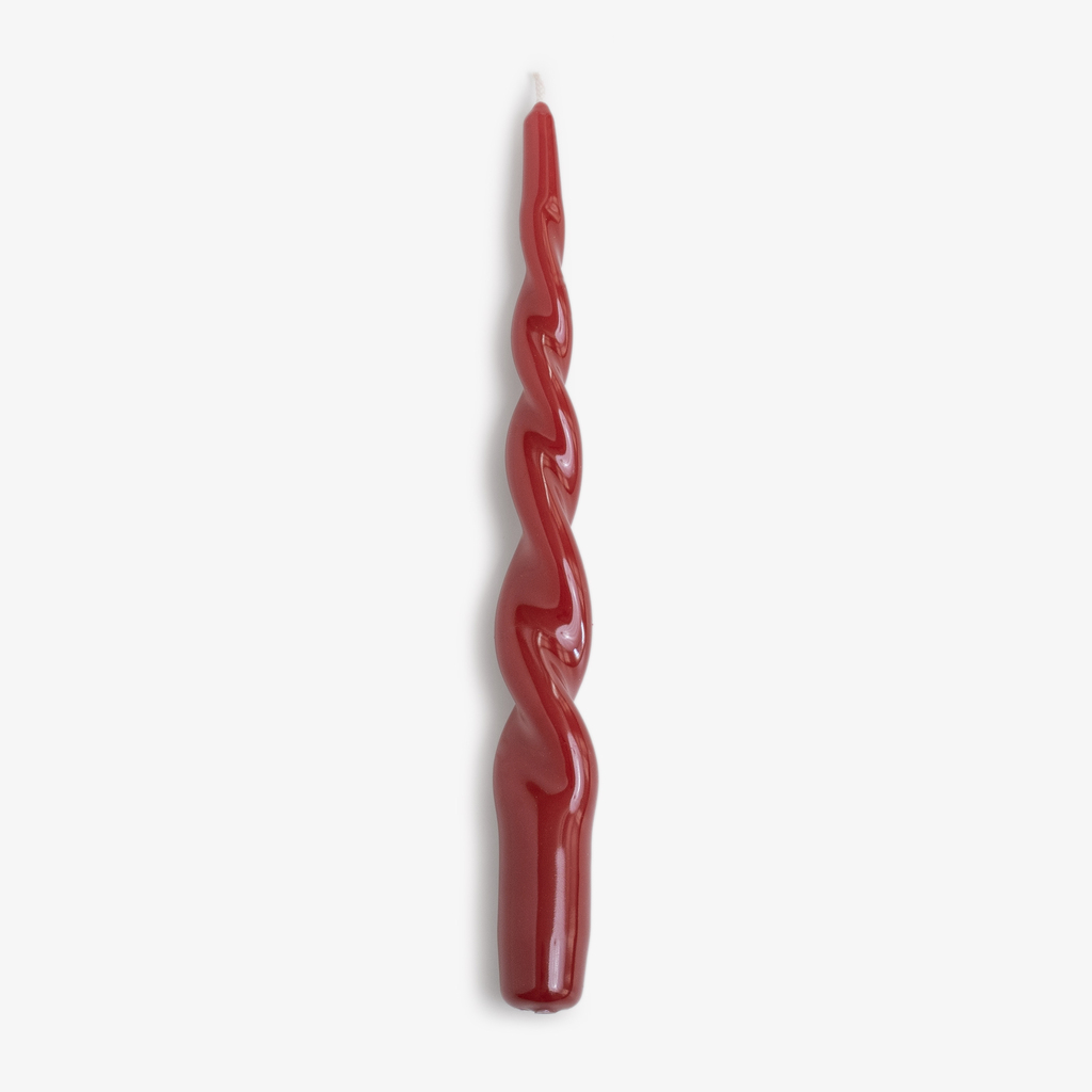 Lackkerzen Twist 24 cm Ø 2,2 cm Dunkelrot 4er-Set