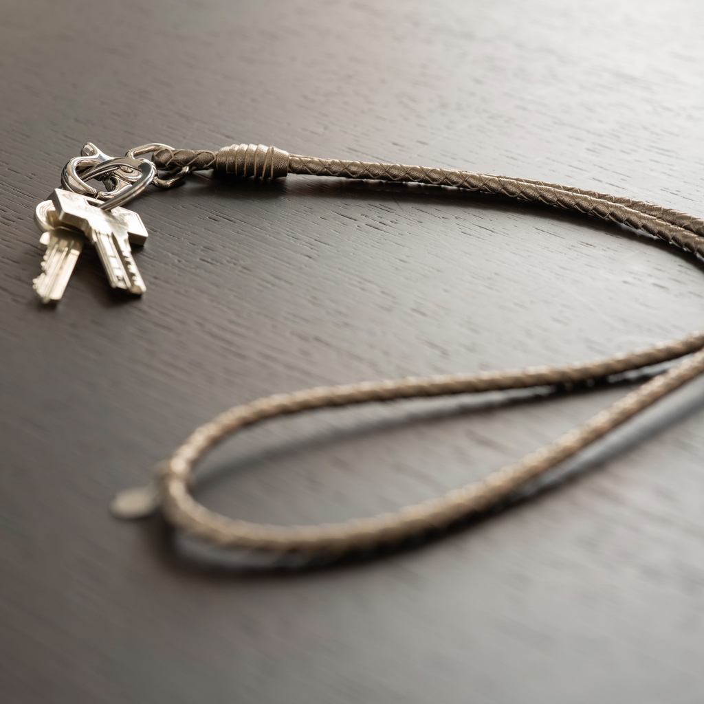 Schlüsselband Metallic-Leder Silber - 2
