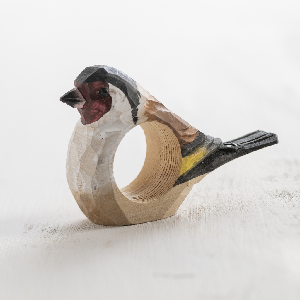 Handgeschnitzer Serviettenring Stieglitz Handgeschnitzer Serviettenring Stieglitz