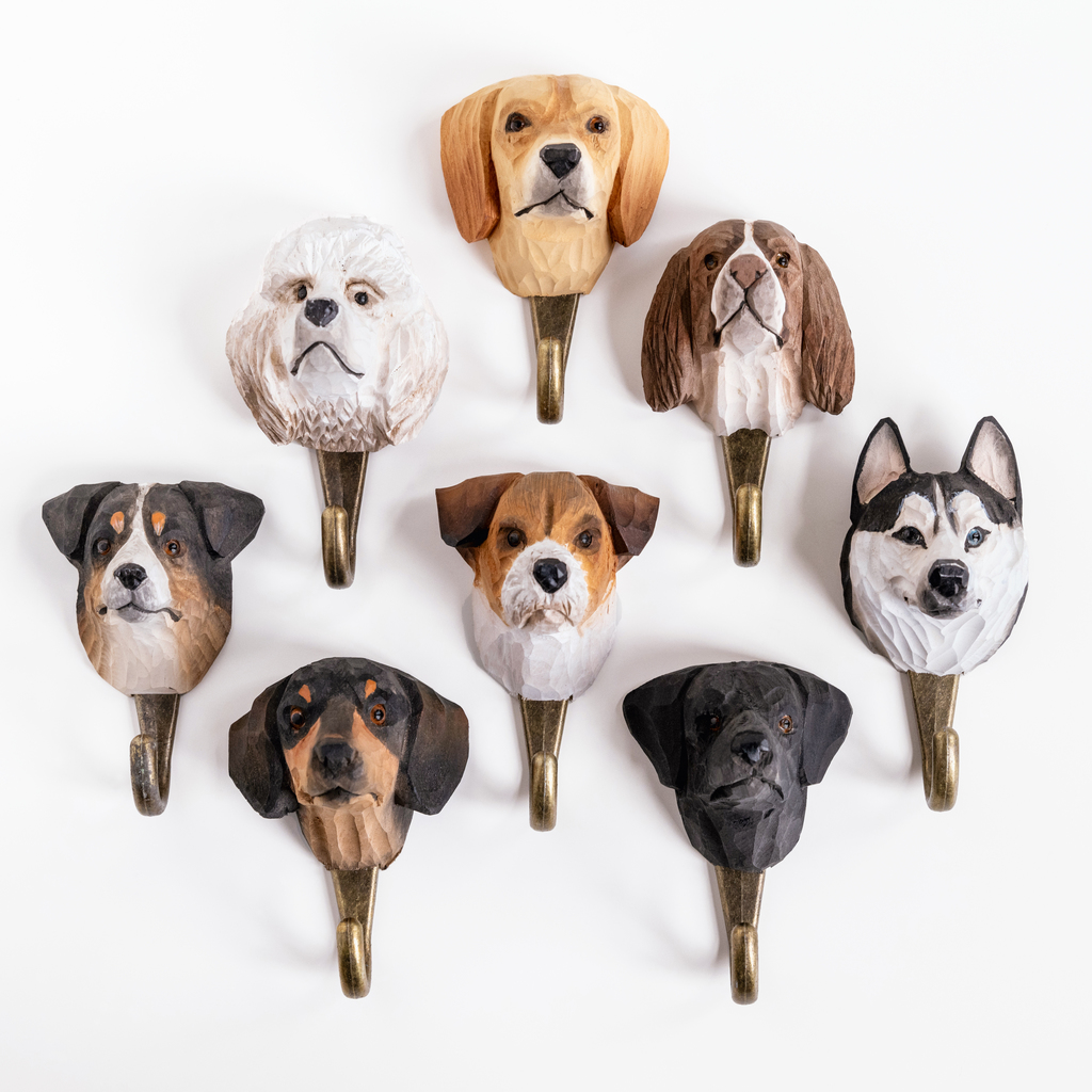 Handgeschnitzter Kleiderhaken Hunde Handgeschnitzter Kleiderhaken Hunde