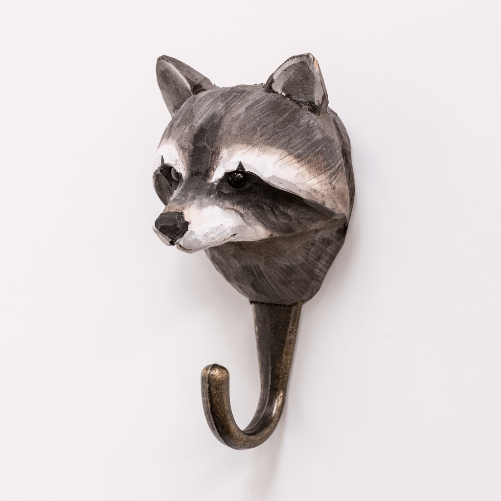 Handgeschnitzter Kleiderhaken Waschbär Handgeschnitzter Kleiderhaken Waschbär