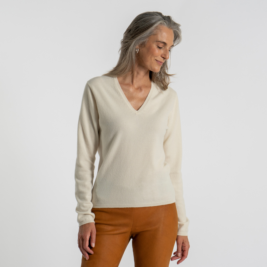 William Lockie X Torquato V-Ausschnitt Kaschmir White XL William Lockie X Torquato V-Ausschnitt Kaschmir White XL