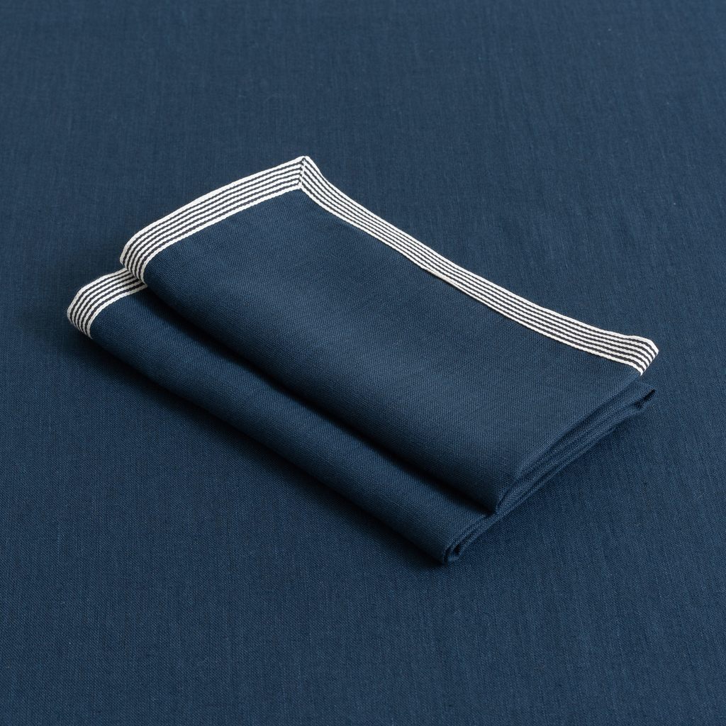 Leinenserviette Bayonne Blau/Weiß 50 x 50 cm