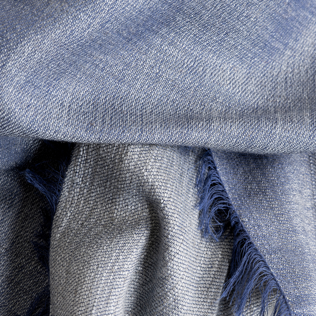 Nsija Plaid Leinen und Baumwolle handgewebt Blau - 3