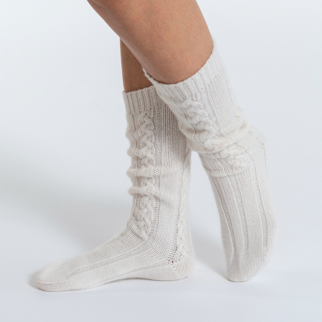 William Lockie X Torquato Kaschmirsocken White Undyed