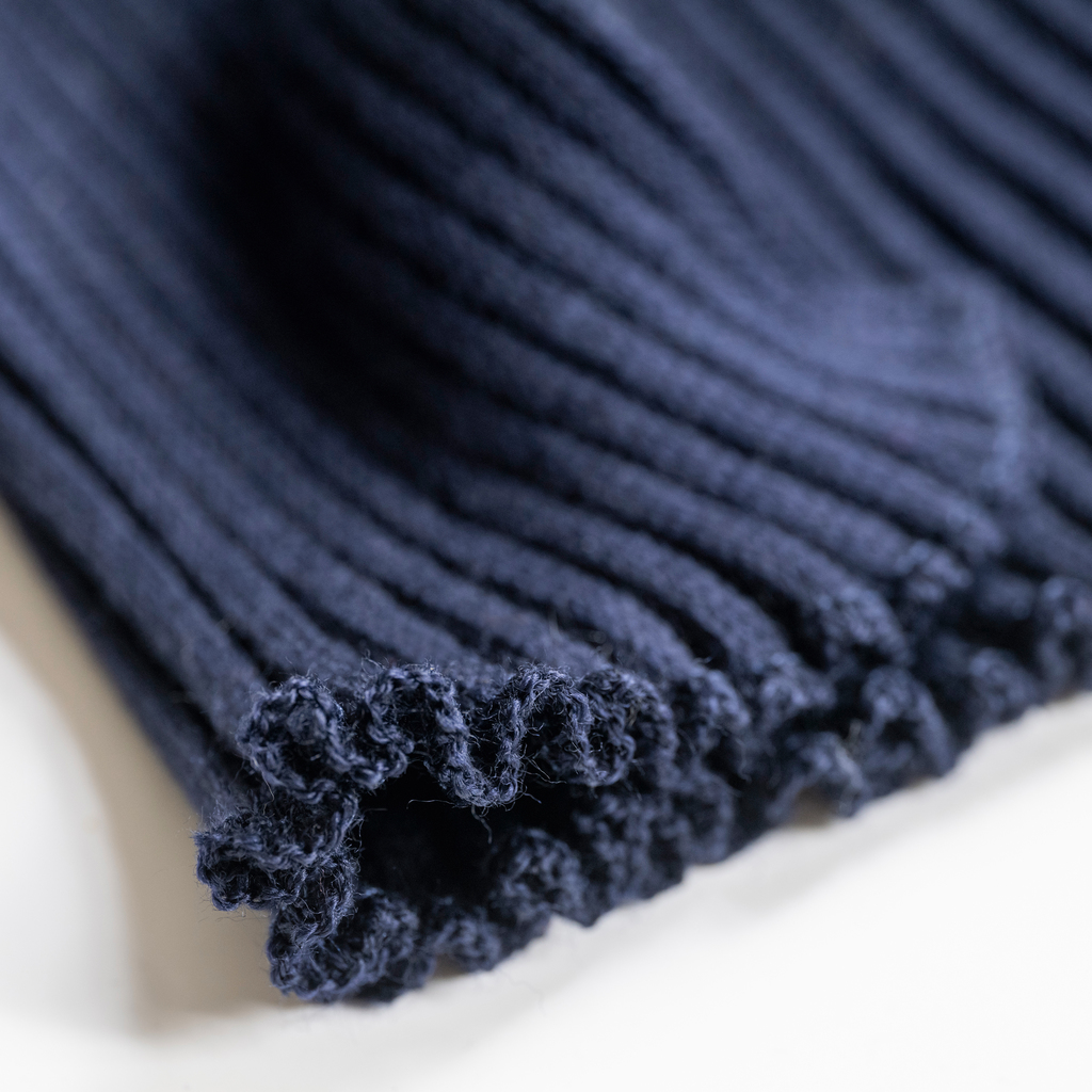 Rippenstrickschal aus reiner Wolle Marine - 4