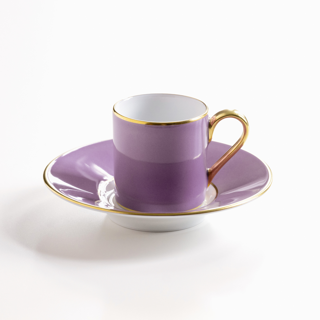 Porcelaine de Limoges Mokkatasse mit Golddekor Lila Porcelaine de Limoges Mokkatasse mit Golddekor Lila