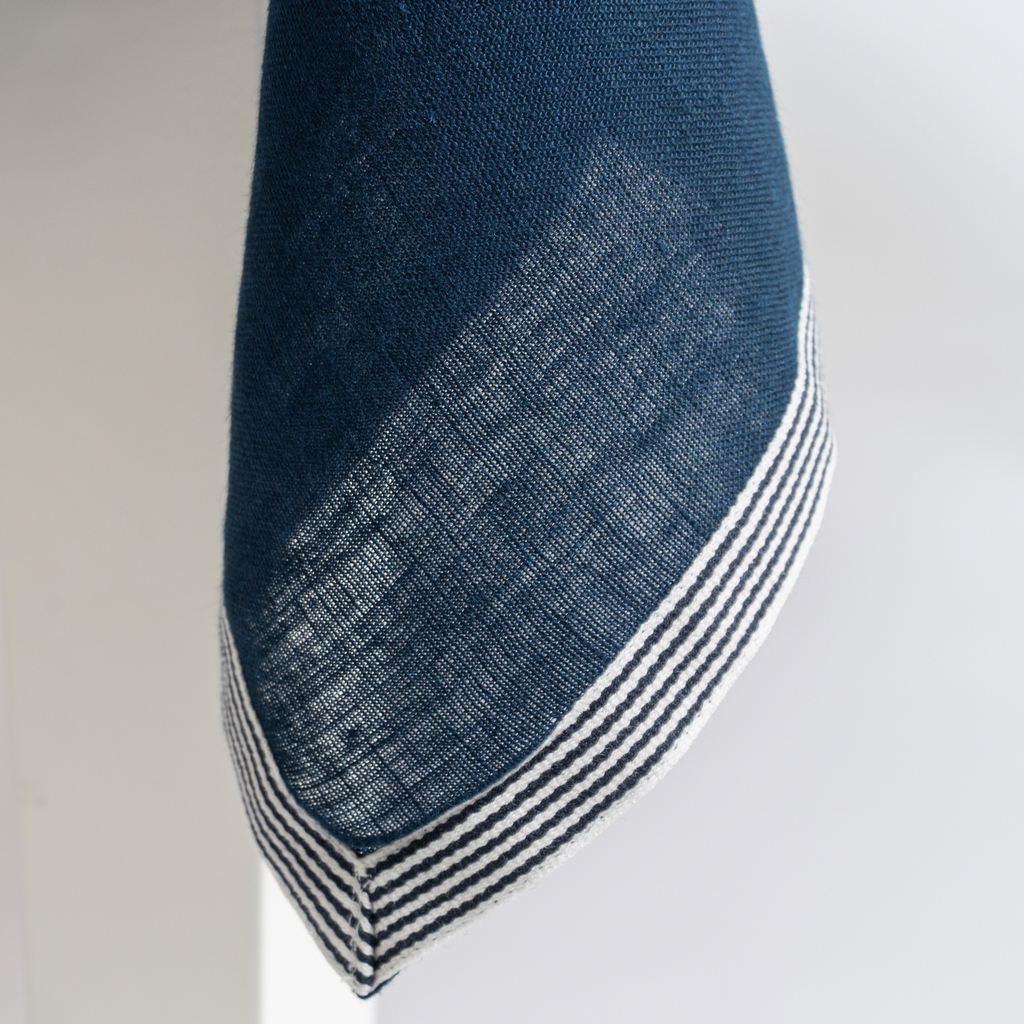 Leinentischdecke Bayonne Blau/Weiß 140 x 250 cm