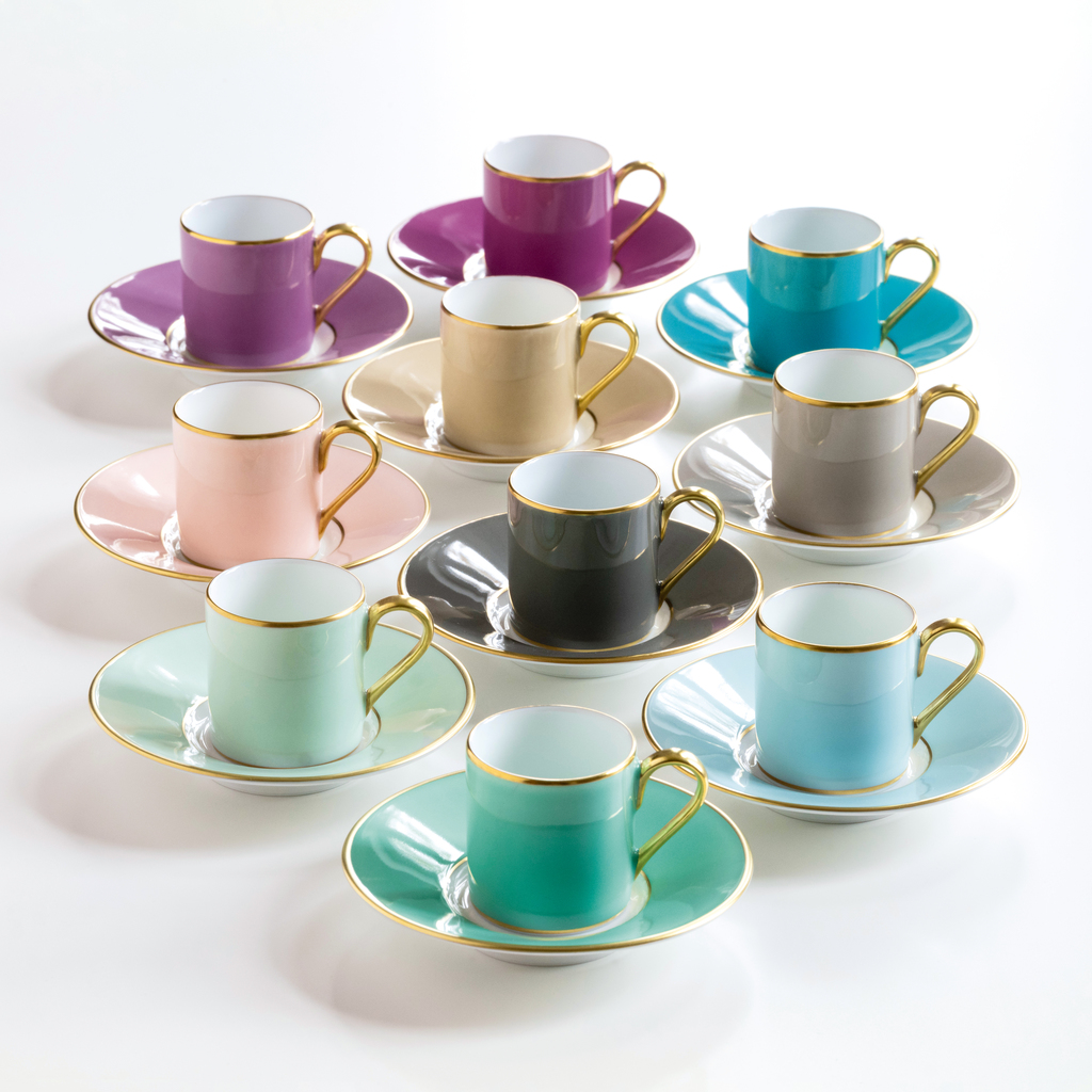 Porcelaine de Limoges Mokkatasse mit Golddekor Lila - 2