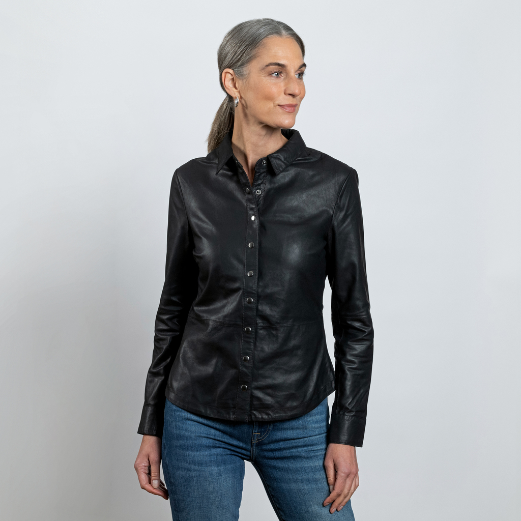 Depeche Lederbluse Schwarz Gr. 36 Depeche Lederbluse Schwarz Gr. 36