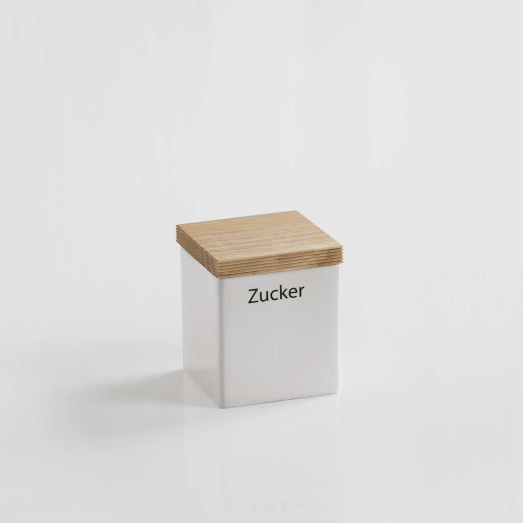 Zucker-Vorratsdose mit Holzdeckel Zucker-Vorratsdose mit Holzdeckel