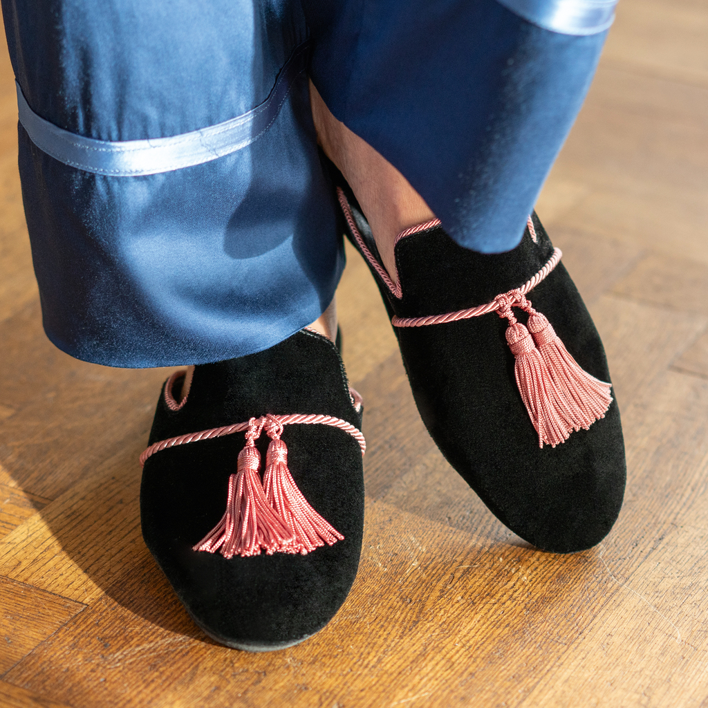 Vestieri Samtslipper Villa Damen Black/Pink Gr. 39 - 2