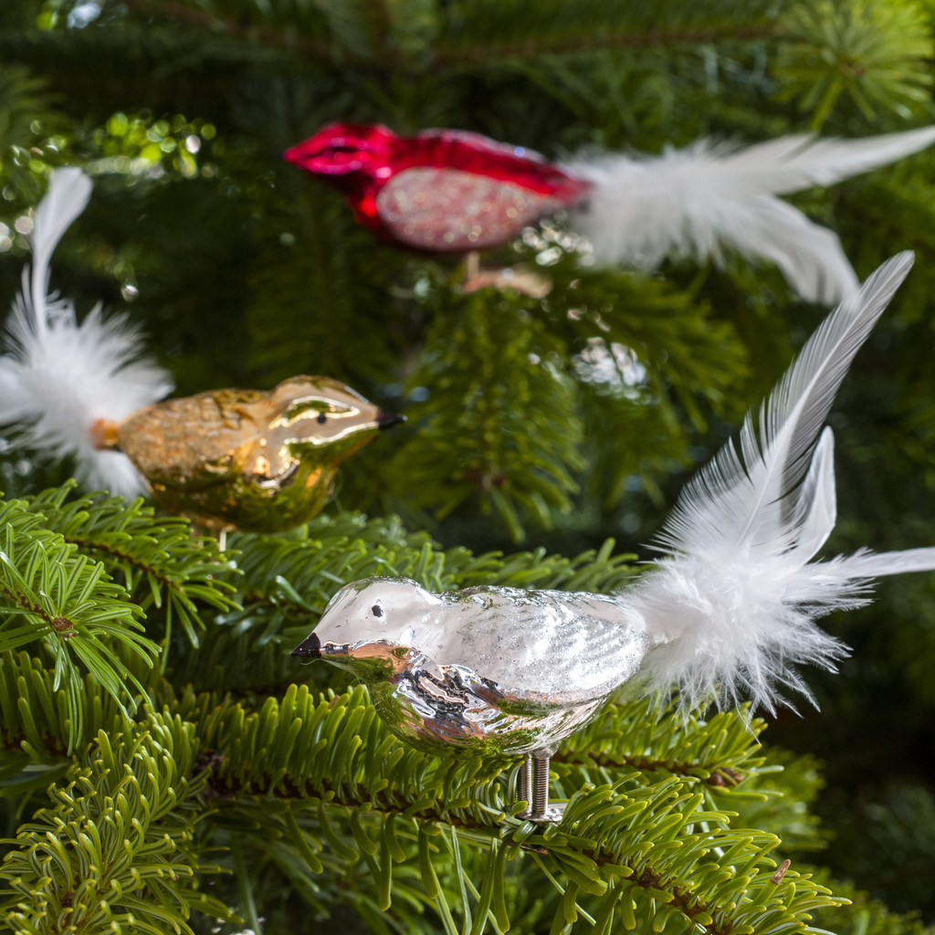 3 Lauschaer Weihnachtsamseln Silber - 2