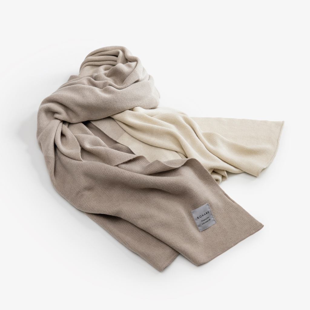 Seidenplaid Koharu Taupe-Creme