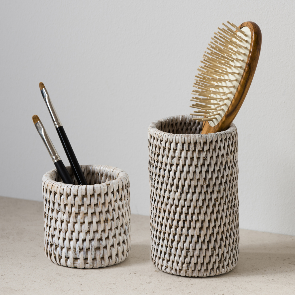 2 Utensilienköcher Rattangeflecht 2 Utensilienköcher Rattangeflecht