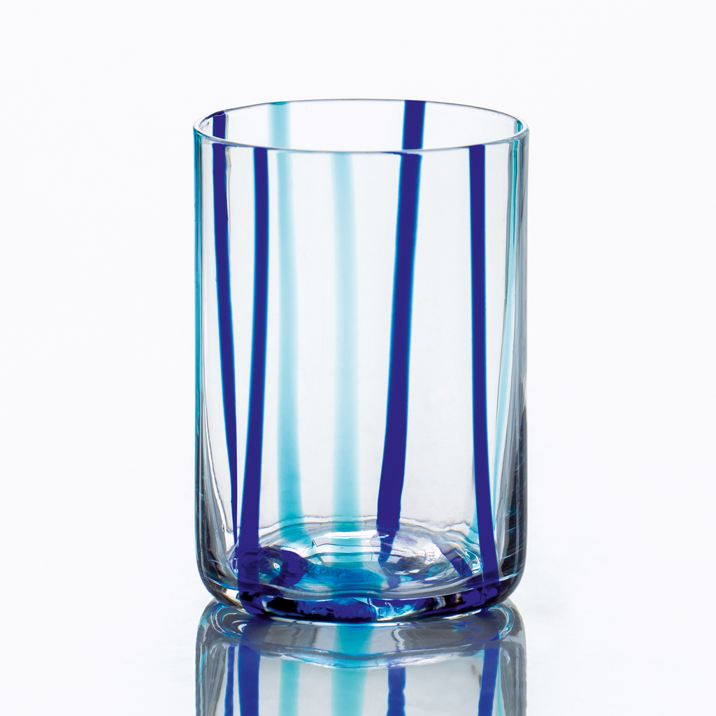 Zafferano Trinkglas Streifen Aquamarin / Blau 6er-Set Zafferano Trinkglas Streifen Aquamarin / Blau 6er-Set
