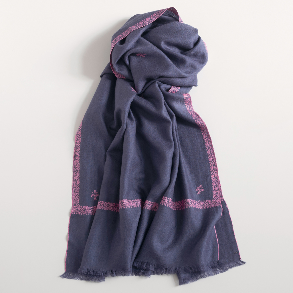 Kashmir Loom Bail Stola Pink/Blaugrau Kashmir Loom Bail Stola Pink/Blaugrau