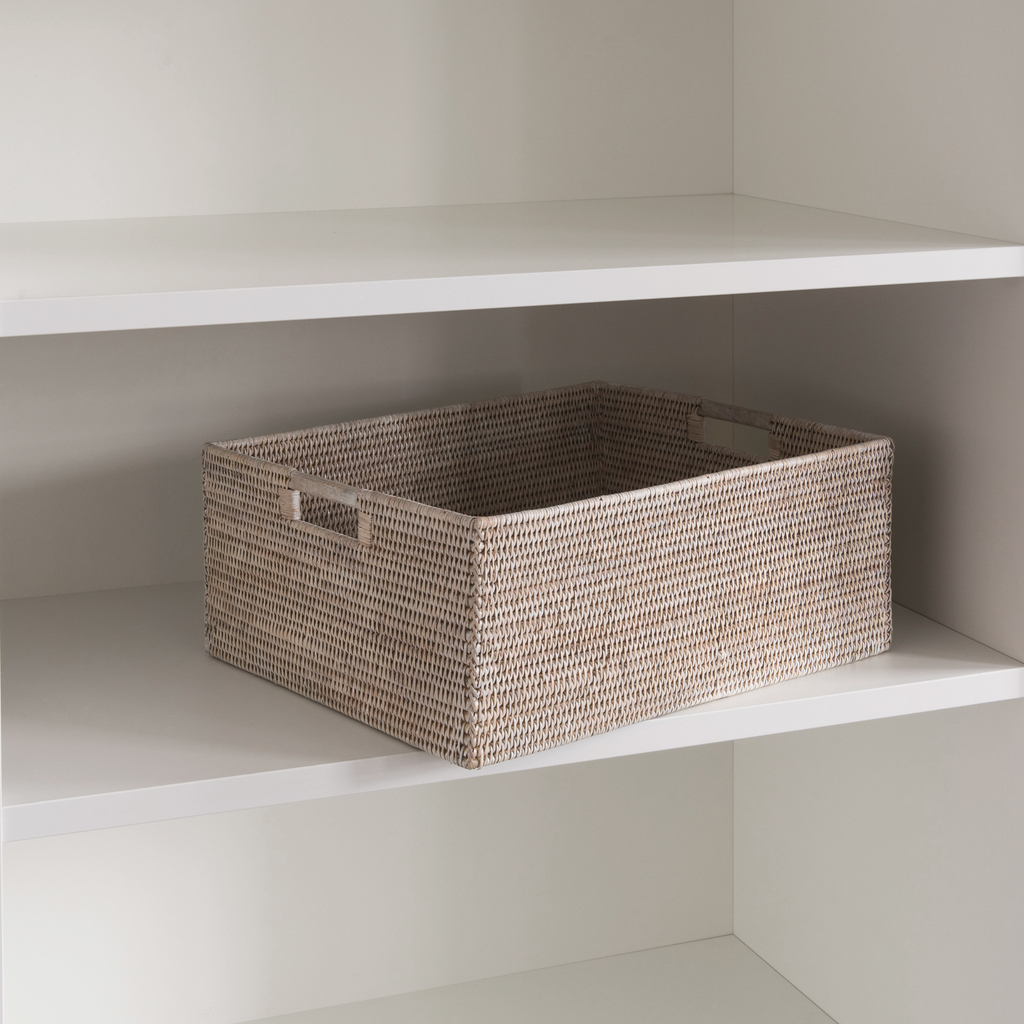 Rechteckiger Rattan Korb mit Holzgriffen - 3 Rechteckiger Rattan Korb mit Holzgriffen - 3