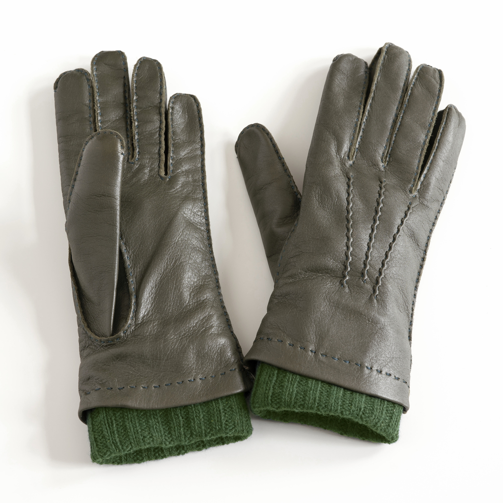 Damenhandschuhe khaki/dunkelgrün Gr 6,5 Damenhandschuhe khaki/dunkelgrün Gr 6,5