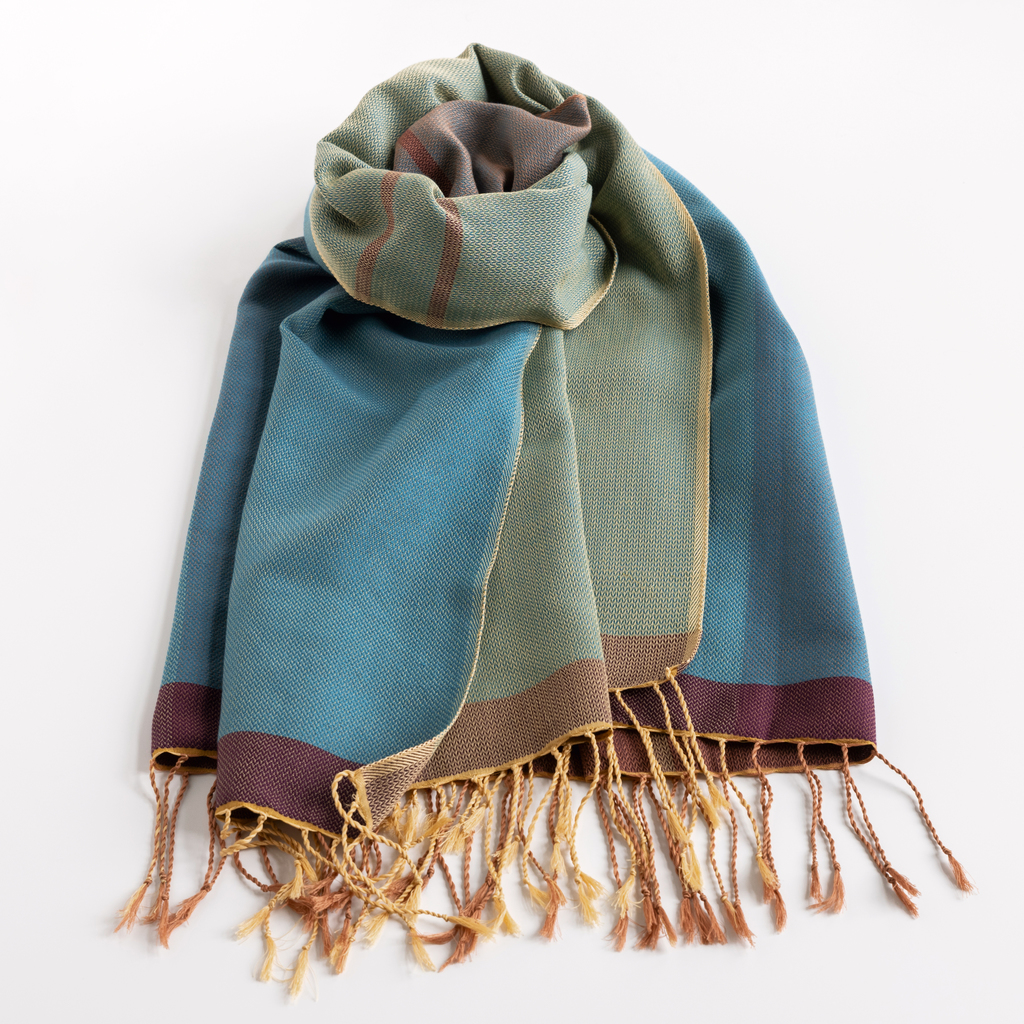 Nsija Stola handgewebte Baumwolle Türkis-Lila-Gold Nsija Stola handgewebte Baumwolle Türkis-Lila-Gold