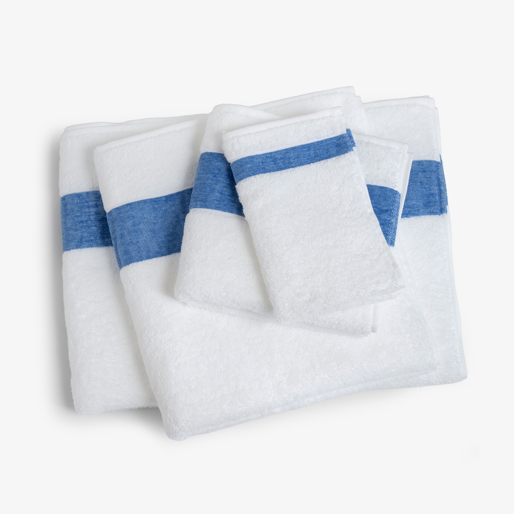 Handtuch mit Chenille-Bordüre Blau