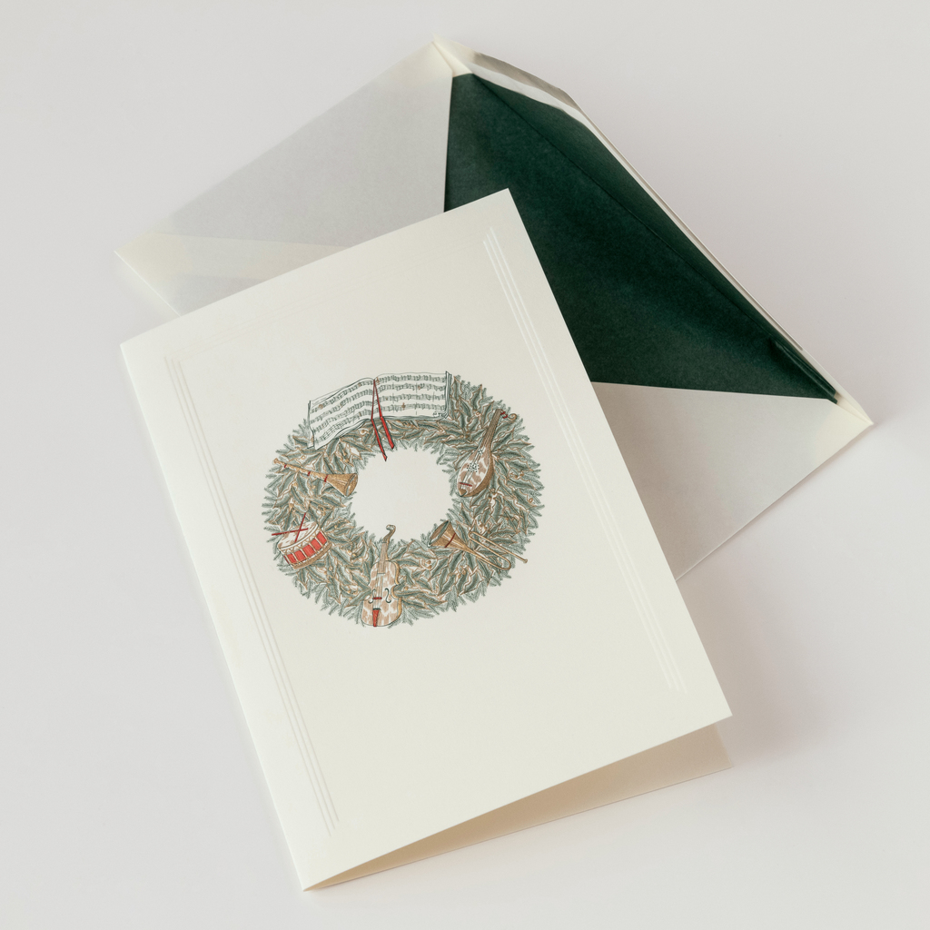 Weihnachtskarte Stahlstich von Crown Mill Kranz Weihnachtskarte Stahlstich von Crown Mill Kranz
