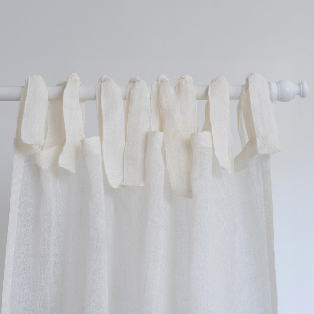 Leinenvorhang, Transparent, Offwhite 140 x 240 cm
